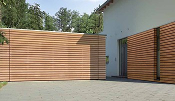 Hormann sectional garage door with timber slatted effect
